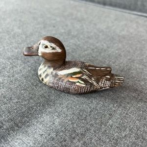 Hand painted wooden mini duck figurine, 4” X 2”, great condition